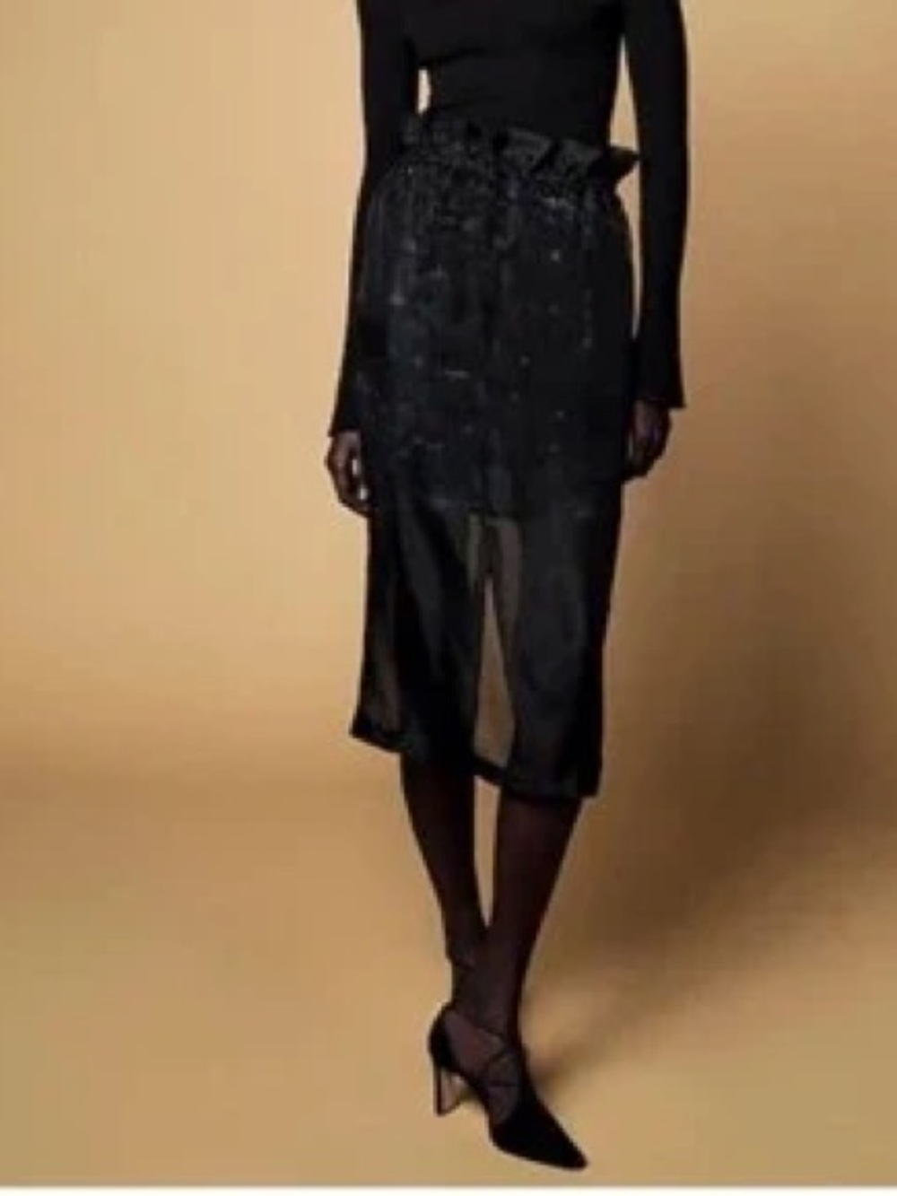 NWT J. Crew Sheer Overlay Black Midi Skirt